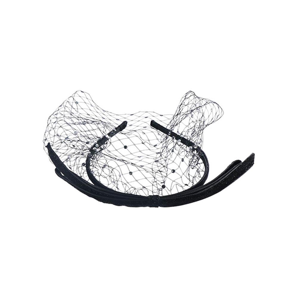 Black Mesh Bride Veil Hair Hoop Bowknot Rhinestone Headband Cute Bow Headband  Female