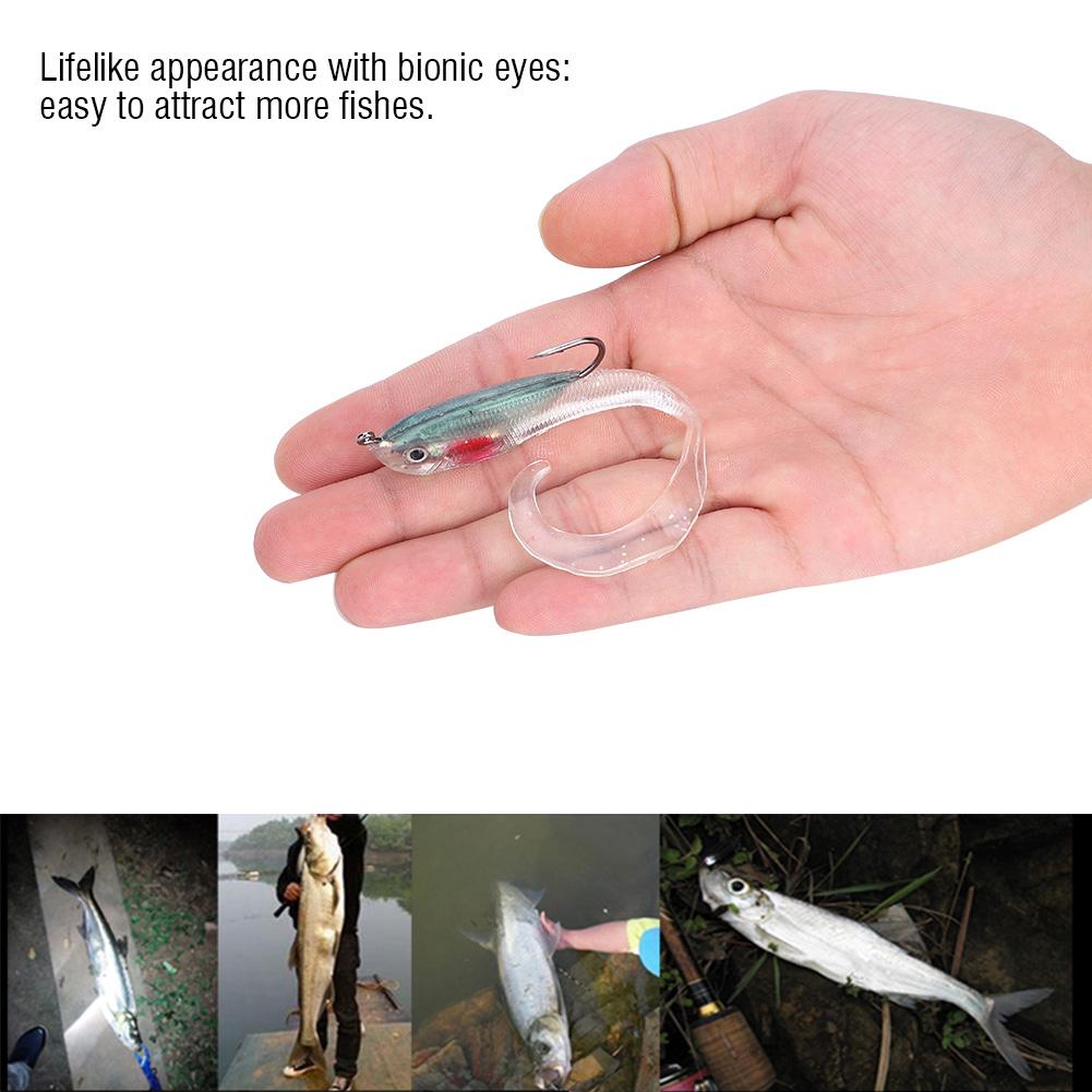 5PCS Fish Lures Artificial Fake Bait Soft Lures Seabass Fishing Tackle with Hook SO0504
