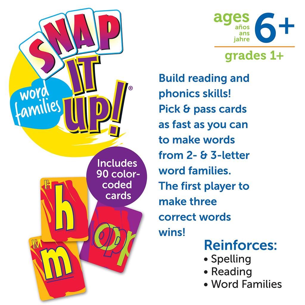 Learning Resources Word Families Reading Phonics Card Game Learn by putting them Phonics Card Game LER 3043 & together! &