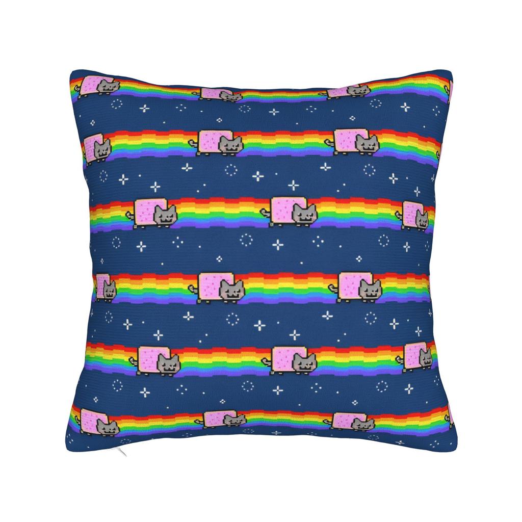 Printed Nyan-Cats Rainbow Funny Game Pillowcase Polyester Cushion Cover Gift Internet Meme Pillow Case Cover Home Drop Shipping