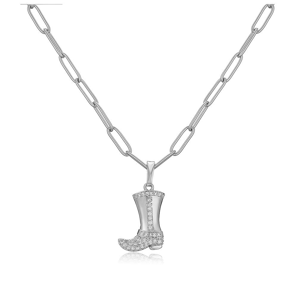 

HECHENG, Golden Color Western Cowboy Boots Pendant Necklace for Women Link Chains Collar Necklaces Cowgirl Gifts 40cm