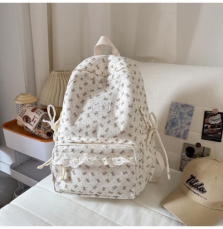 Korean Style Girls Backpack With Bow Pattern For School And Travel Purposes