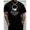 European Sizes Men'S Trendy Casual Short Sleeve T-Shirt with Headphone Speak Your Mind Graphic Print | Street Style, Crew Neck, Regular Fit