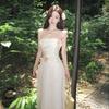 New Niche Waist Suspender Dress Women's Summer Design Sense Medium and Long Handmade Flower Vacation Skirt