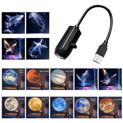 Led Usb Projector Light 6/9Pcs Projection Patterns- Adjustable Star Galaxy Planet Butterfly Jellyfish Starfish Night Light Gift