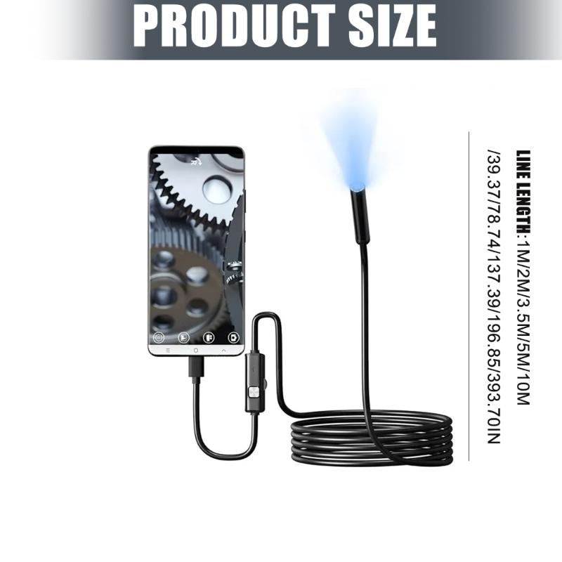 Endoscopio Tipo C Con 2x USB Fotocamera Flessibile da 7 mm Per Smartphone Tablet Computer Impermeabile IP67 Luce LED Regolabile