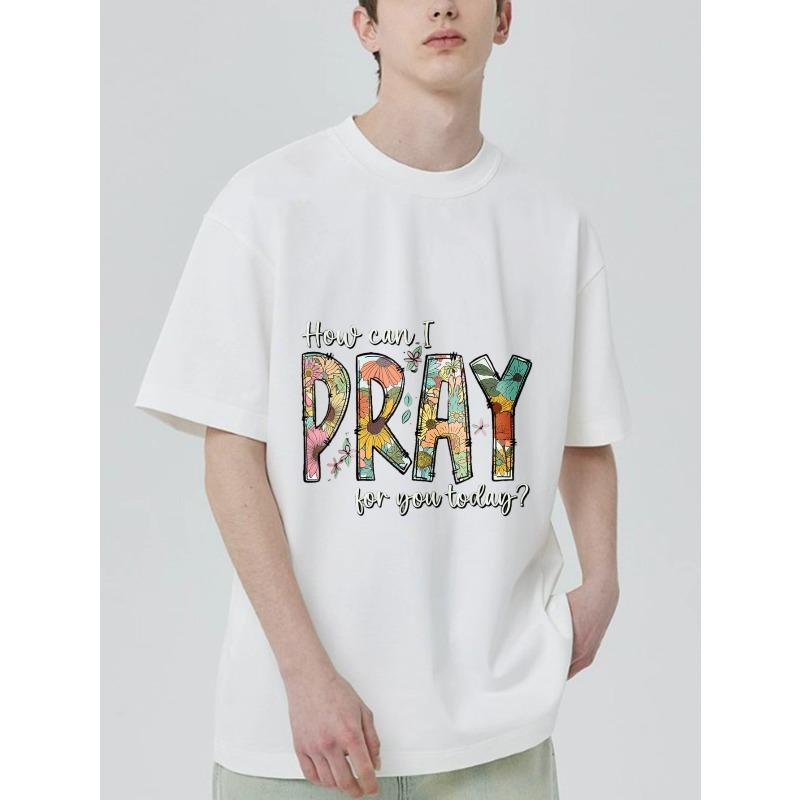 Black T Shirt with How Can I Pray for You Today Floral Text Design for Casual Wear and Religious Inspiration