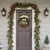 Yousheng Christmas Wreath for Front Door Handmade Artificial Greenery Wraeth with Pinecones Red Berries Ball Ornaments for Indoor Outdoor Holiday