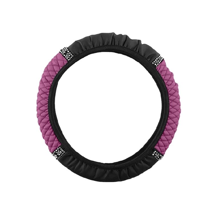 Comfortable Car Steering Wheel Cover with PU Leather & Diamond Embellishments Easy Installs Car Steering Wheel Cover