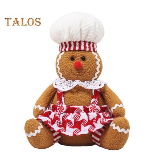 Bambola di Pan di Zenzero di Natale in Peluche Morbida Imbottita Giocattolo Bambola di Natale per Decorazioni Festive Ragazza Ragazzo Seduto Giocattolo Pan di Zenzero per Esposizione su Porta Scaffale