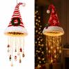 Lighted Santa Hat Hanging Chandelier, Indoor Outdoor Christmas Decor,Warm LED Christmas String Light with Festive Tassels