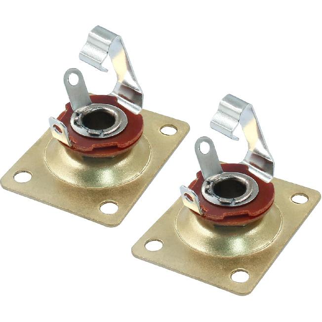 2Pcs Metal Output Jack 1/4 Inch Bass Jack Plate, Gold Input Jack Plate Guitar Jack Socket Electric Guitar Replacement Parts