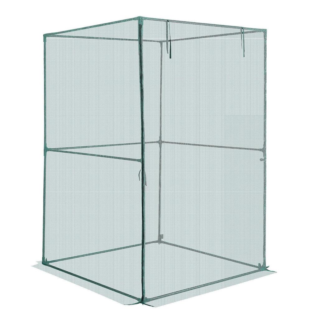 Crop Cage, 1.2 X 1.2 X 1.8 M Plant Protection Tent with Zippered Door, Wind-Resistant Tall Crop Cage, Easy To Install, Outdoor Raised Bed Cover,