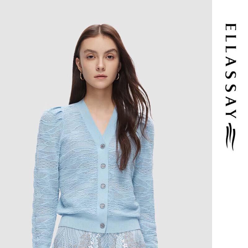 ELLASSAY Women's Elegant V-Neck Knit Cardigan