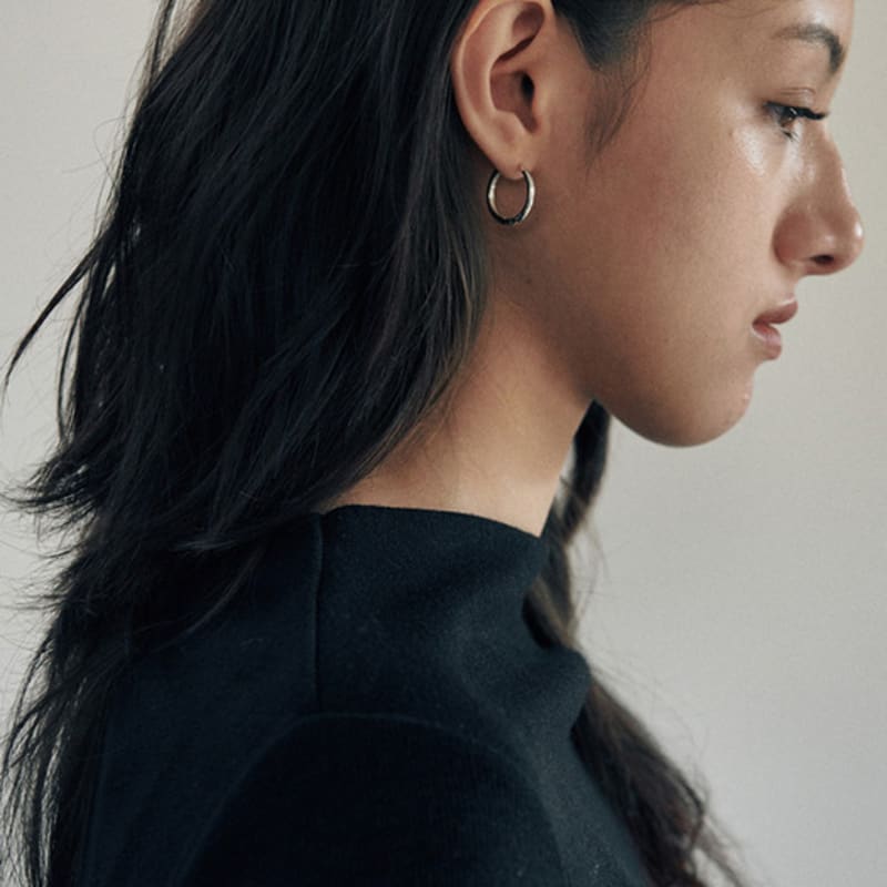 

green [925 silver] Two.silver.210 / thick basic earring silver