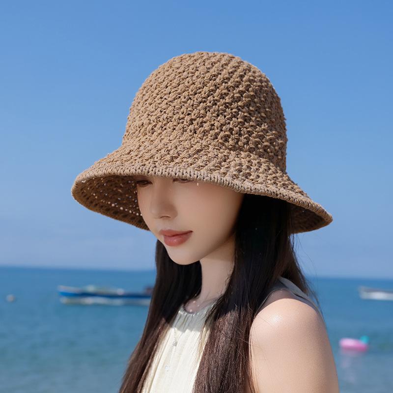 Summer sunscreen hat women's outdoor leisure bucket hat showing face small sunshade bucket hat travel versatile breathable basin hat