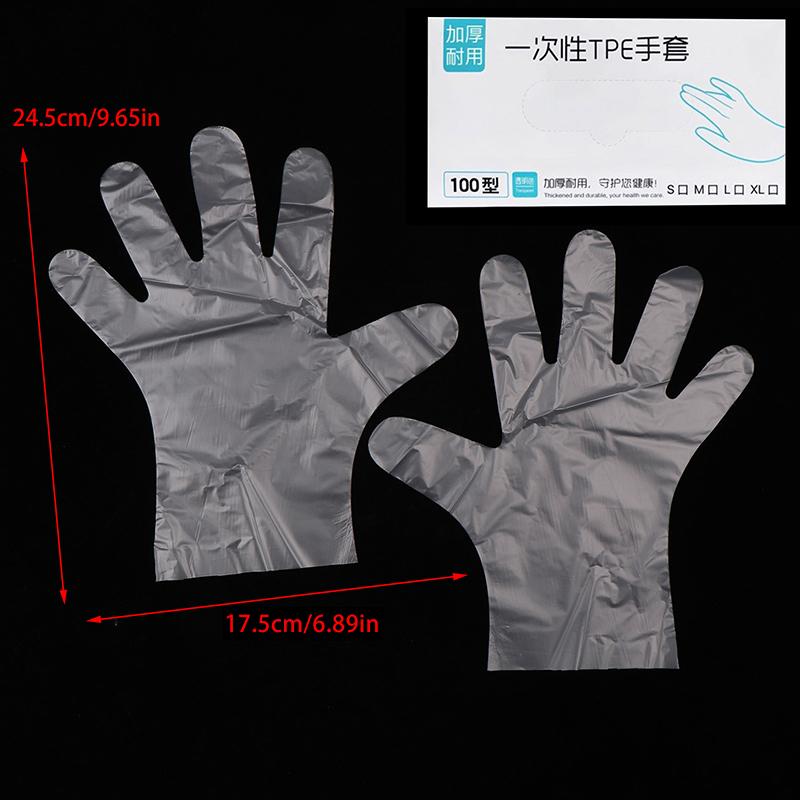 

100 шт. безлатексных перчаток одноразовые перчатки TPE прозрачные нескользящие кислотные рабочие защитные перчатки для бытовых нужд M