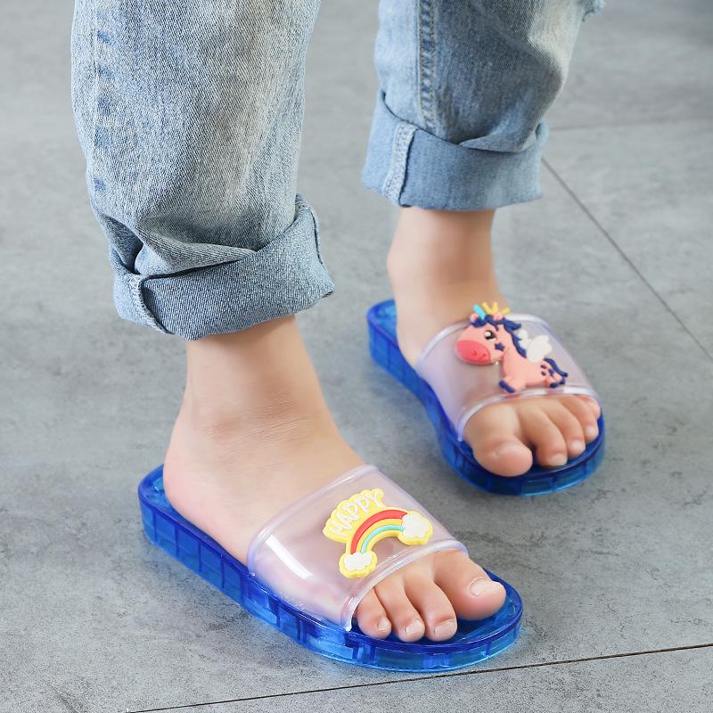 Cartoon Crystal Non-Slip Summer Slippers for Women & Children - Wear-Resistant Indoor/Outdoor Fashion Flip-Flops