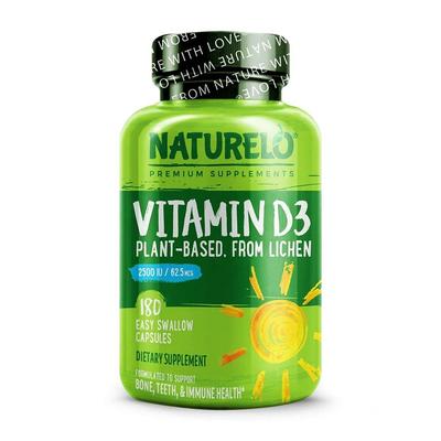 Vitamin D3 Plant-Based from Lichen 2500 IU, 180 Easy Swallow Capsules