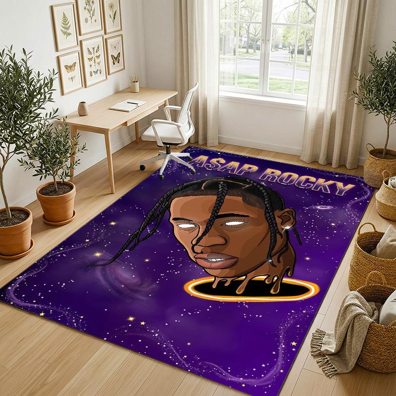 Covor personalizat din catifea de cristal, Nume personalizat imprimat Travis Scott, Covor pufos pentru decor interior casă