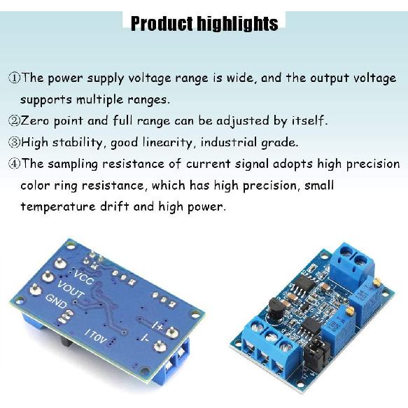 Ximimark 2Pcs Current to Voltage Converter Module 0/4-20mA to 0-3.3V 0-5V 0-10V Voltage Transmitter Signal Conversion Conditioning Board