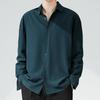 Men's Summer Solid Color Simple Ice Silk Long Sleeve Shirt Loose Draped Handsome Casual Tops