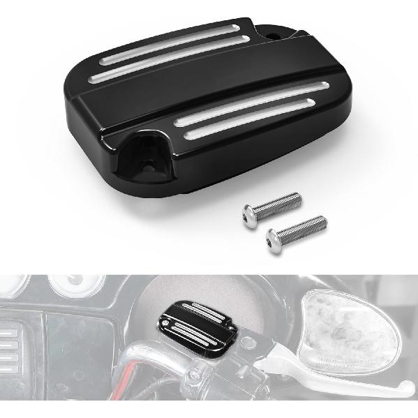 NICECNC Gold Front Brake Master Cylinder Cover Cap with Fluororubber Gasket Brake Pump Cover Compatible with Harley Revival FLH 2021, Replacement for