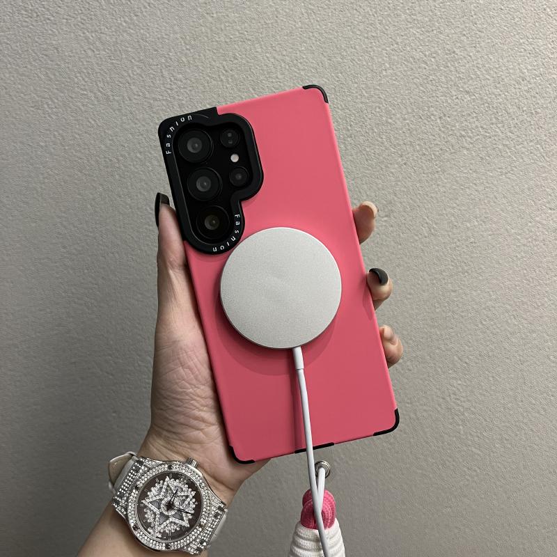 Czysty Kolor Cienki Pierścień Magnetyczne Ssanie Płynny Smycz Etui dla Samsung S22 S23 S24 S25 Ultra S25 Plus S25 Pokrowiec z Nadrukiem Ramki