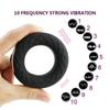 Erection Lock Ring Delay Ejaculation USB Rechargeable Cock Ring Vibrating Penis Ring 10 Frequency Silicone Sex Toys for Men