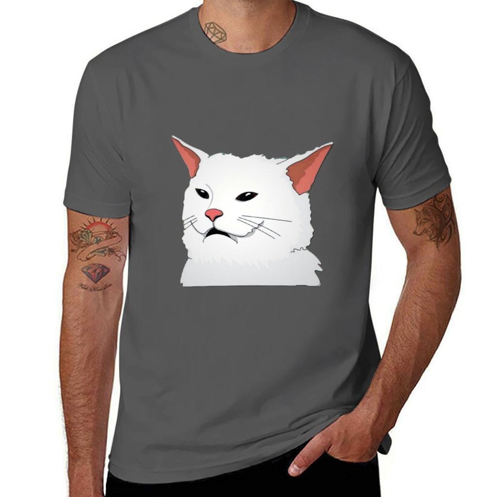 Cat Meme Funny Yelling At Cats Eating Salad TShirt Casual Trendy Streetwear Tee Shirt