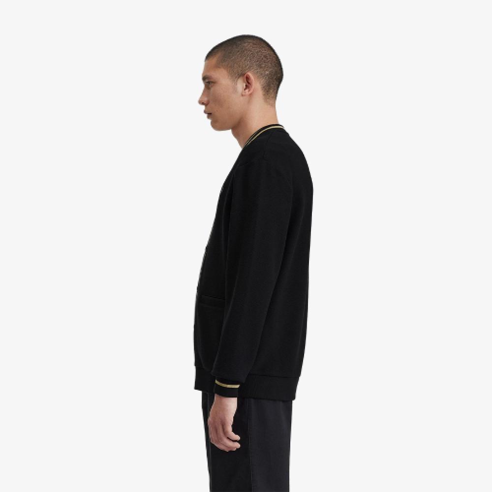 Fred Perry [sharp] Tip Pique Texture Cardigan   Black Warmstone Afpm2412654 U78