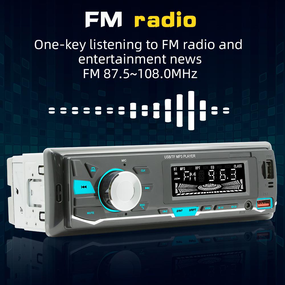 Car MP3 Player BT Stereo Receiver FM Radio Hands-Free Calling U-Disk/TF Card/Aux-in Player Support