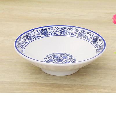 Melamine Blue and White Ramen Bowl