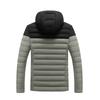 Men's Casual Color-blocked Hooded, Form-fitting Zipper Cotton Jacket, Men's Rib Pattern With Cotton Warmth Cotton Jacket