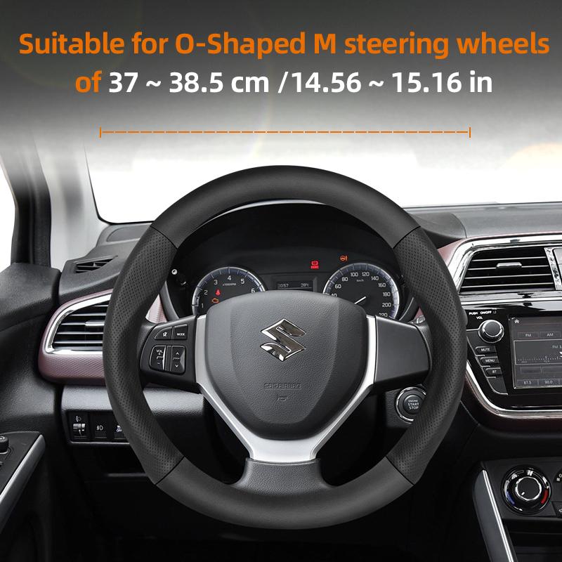 Suitable for SUZUKI Perforated Leather Matte Carbon Fiber Texture Steering Wheel Cover Wagon R Swift Ertiga Brezza Baleno Fronx
