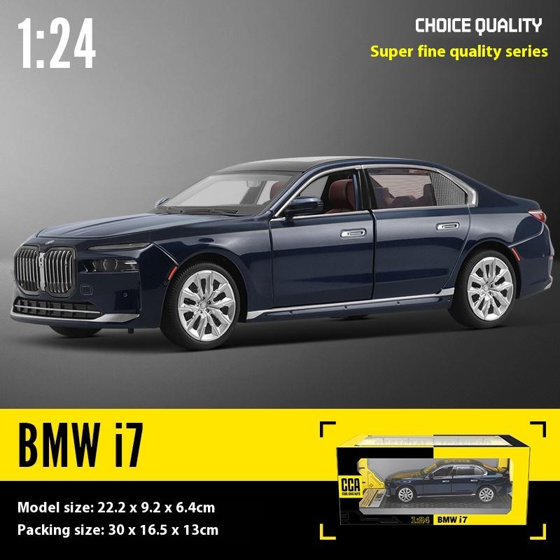 1/24 Scale BMW THE I7 G70 M70L Pure Electric New Energy Limousine Alloy Metal Diecast Car Model Sound & Light Ornaments Gift Child