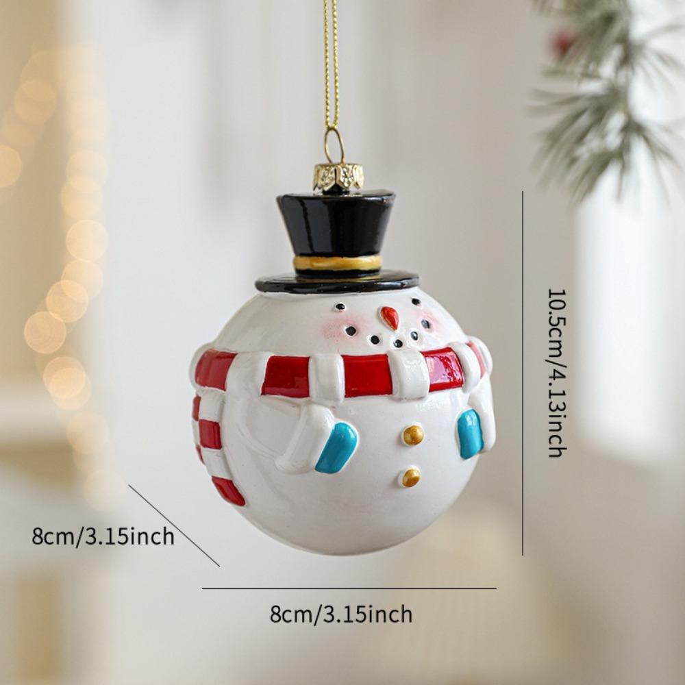 Plastic Christmas Tree Pendant Manual Painted Red&white Christmas Decorations Santa Claus Figurine Xmas Tree Hanging Bauble