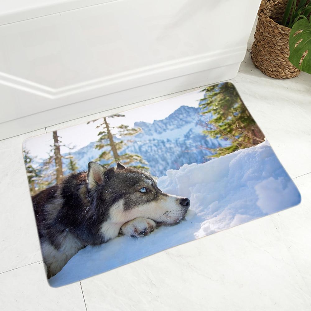 Buy Funny Siberian Husky Dog Flannel Carpet Floor Mat for Hallway ...