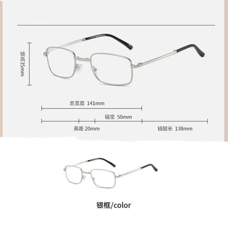 Retro Design Reading Glasses Men Women Folding Spectacles Spectacles Frame Silver Metal Folding Glasses +0.5+0.75+125+175+500+55