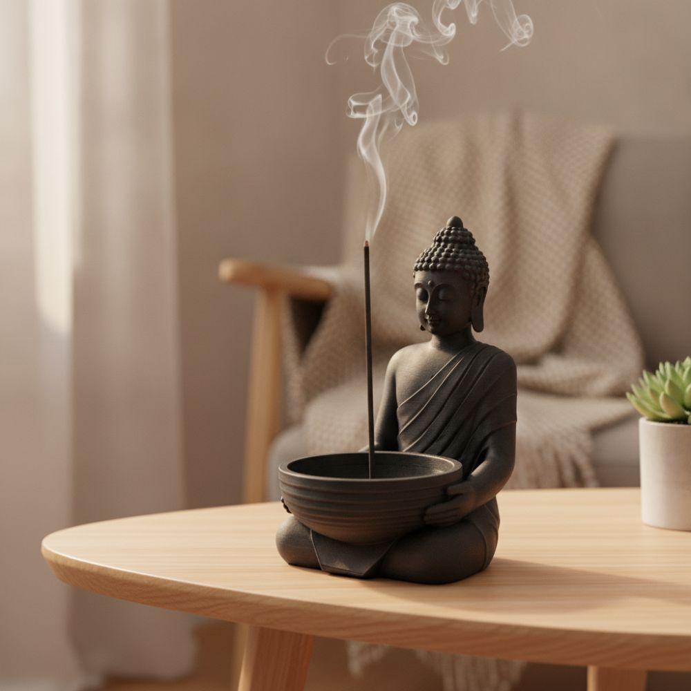 with Ash-Catching Chinese Zen Incense Stick Holder Meditating Monk Stick Incense Holder  Home Decor