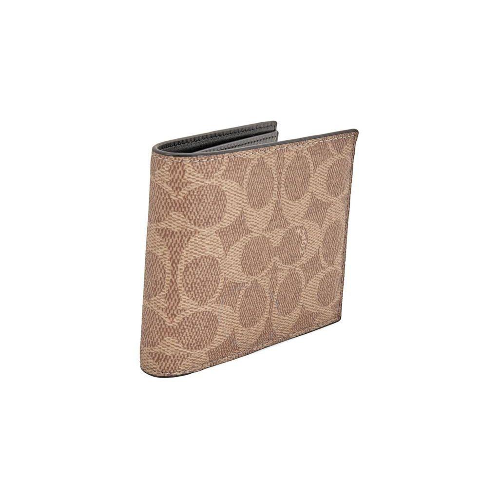 Coach 3-in-1-Geldbörse 11 Klassisches Monogramm Kurzes Canvas- und Ledergeldbörse Herren-Geldbörsen Braun 31213-KHA