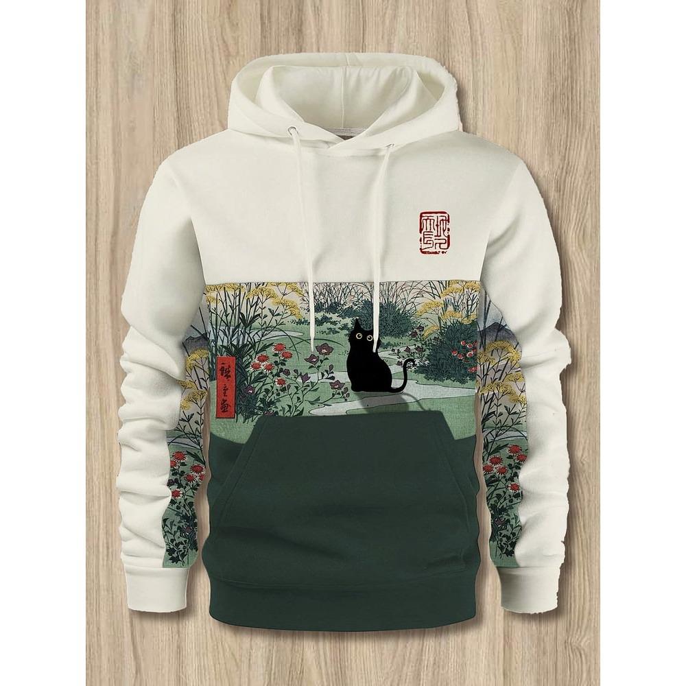 Autumn And Winter Men's Hoodies Japanese Harajuku Fashion Casual Sports Hooded Anime Beast Pattern Man Hoodie