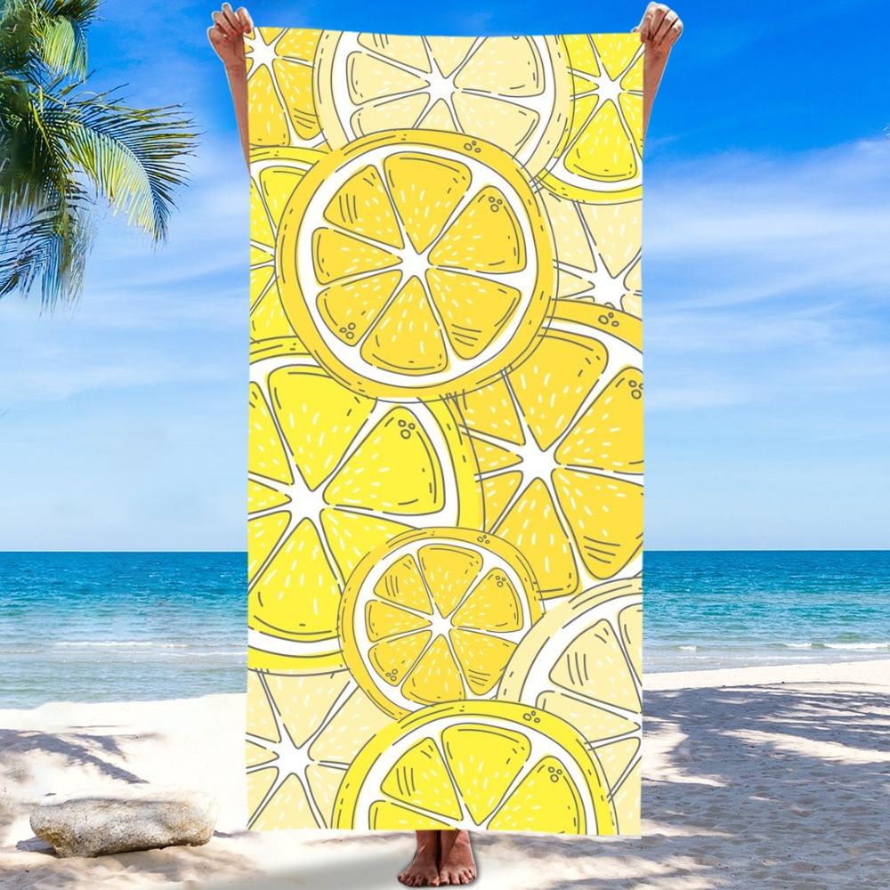 Pink Peach Pattern Beach Towel Polyester Quick Dry Sand Free Bath Towel Fruit Print Blanket for Summer Seaside Vacation Travel
