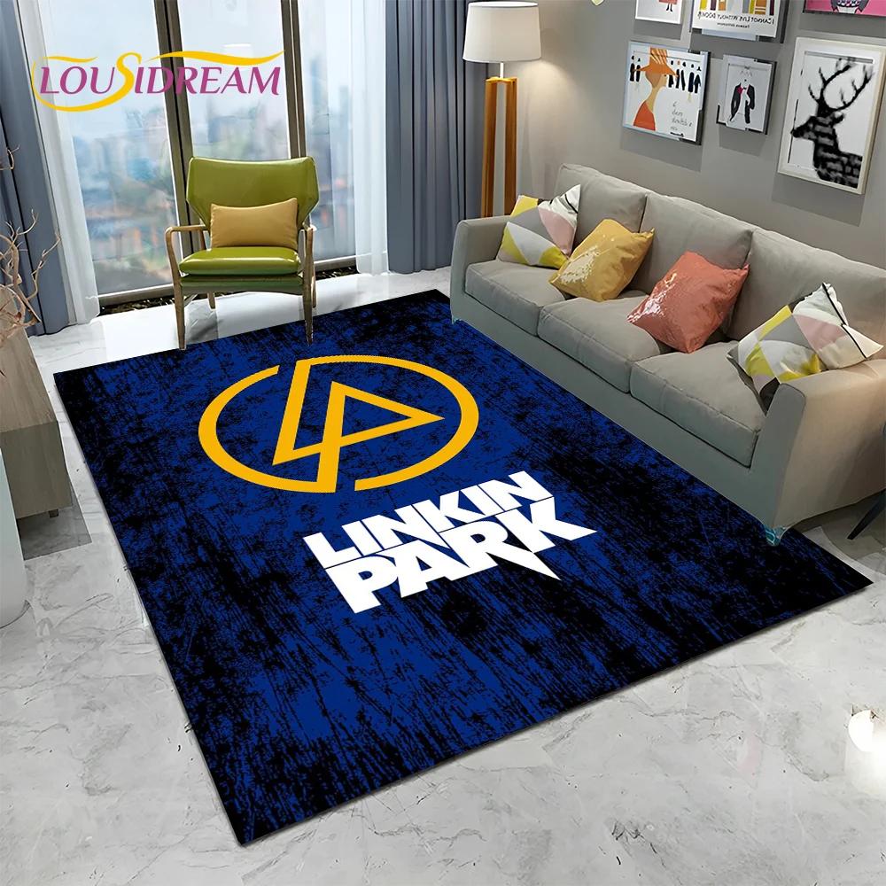 Tappeto Tappetino Decorativo 3D Retro Rock Band L-Linkin Park Logo per Casa Soggiorno Camera da Letto Divano Zerbino, Tappeto per Area Bambini Tappetino Antiscivolo