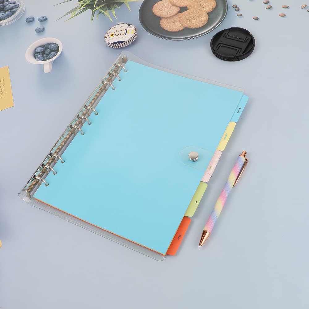 4 Pack B5 Binder Index Dividers 5 Tabs 9 Hole Punched Round Ring Binder Divider Planner Filler Paper erts for Loose Leaf Binder Sheet Protectors(5