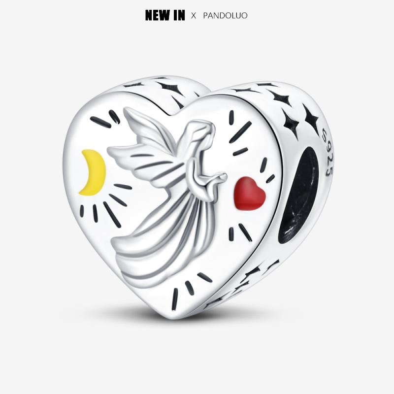 New In Heart Shaped Pattern Charm Beads Fits Pandach Original Bracelet Women Copper Pendant Bead Jewelry Gift