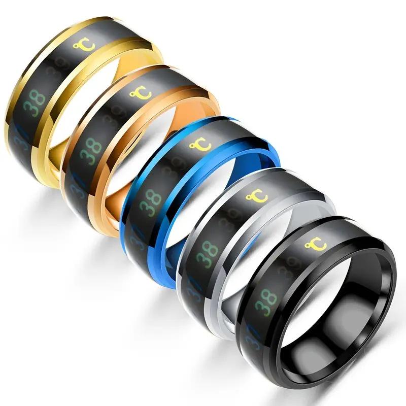 Color-Changing Titanium Steel Temperature Ring - Smart Temperature Sensing for Couples