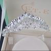 Coroană de Mireasă Delicată Vintage Culoare AB Aliaj Tiara de Mireasă Baroc Simplă Bentiță de Prințesă Strasuri Tiare Semi-Rotunde Piepteni