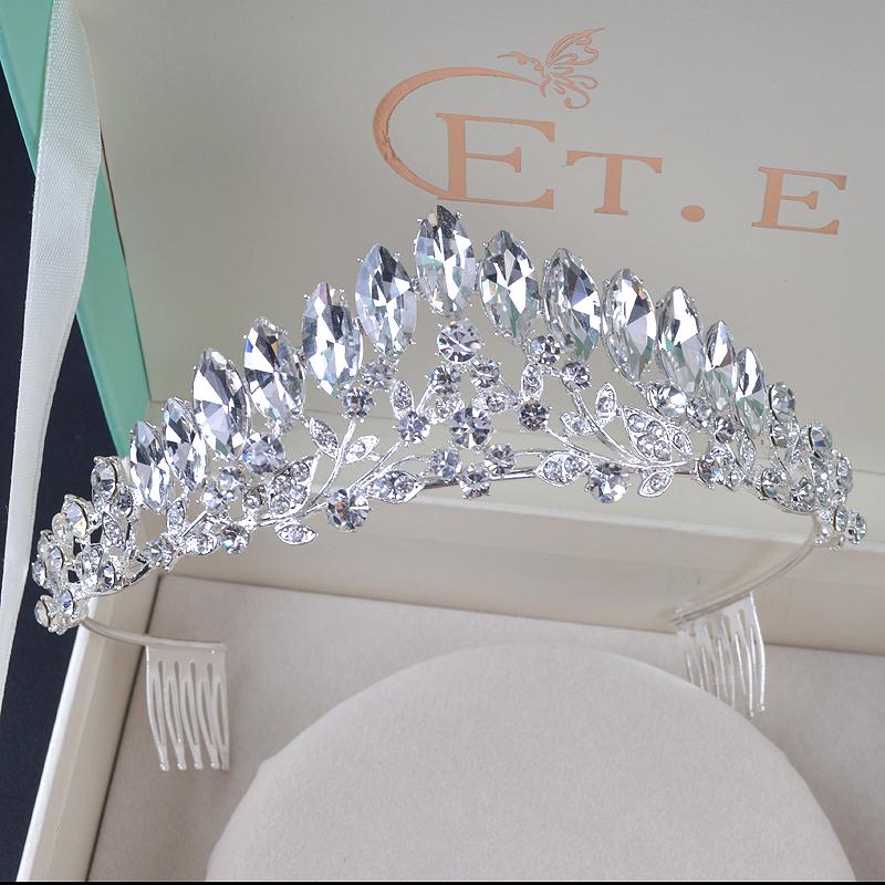 

Нежный винтажный цвет ab свадебная корона сплав свадебная тиара барокко простая принцесса ободок со стразами полукруглые диадемы гребни 4.5*14cm