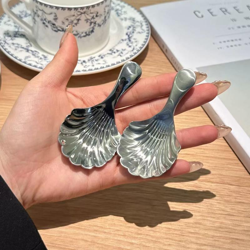 1/2/3Pcs Shell Tea Spoon Stainless Steel Stirring Sundae Coffee Tea Spoons Dessert Stirring Coffee Supplies Mini Small Coffee
